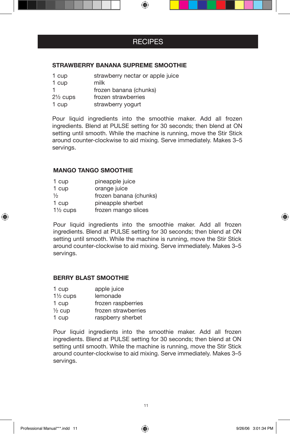 Recipes | West Bend Back to Basics Smoothie Professional User Manual | Page 11 / 17