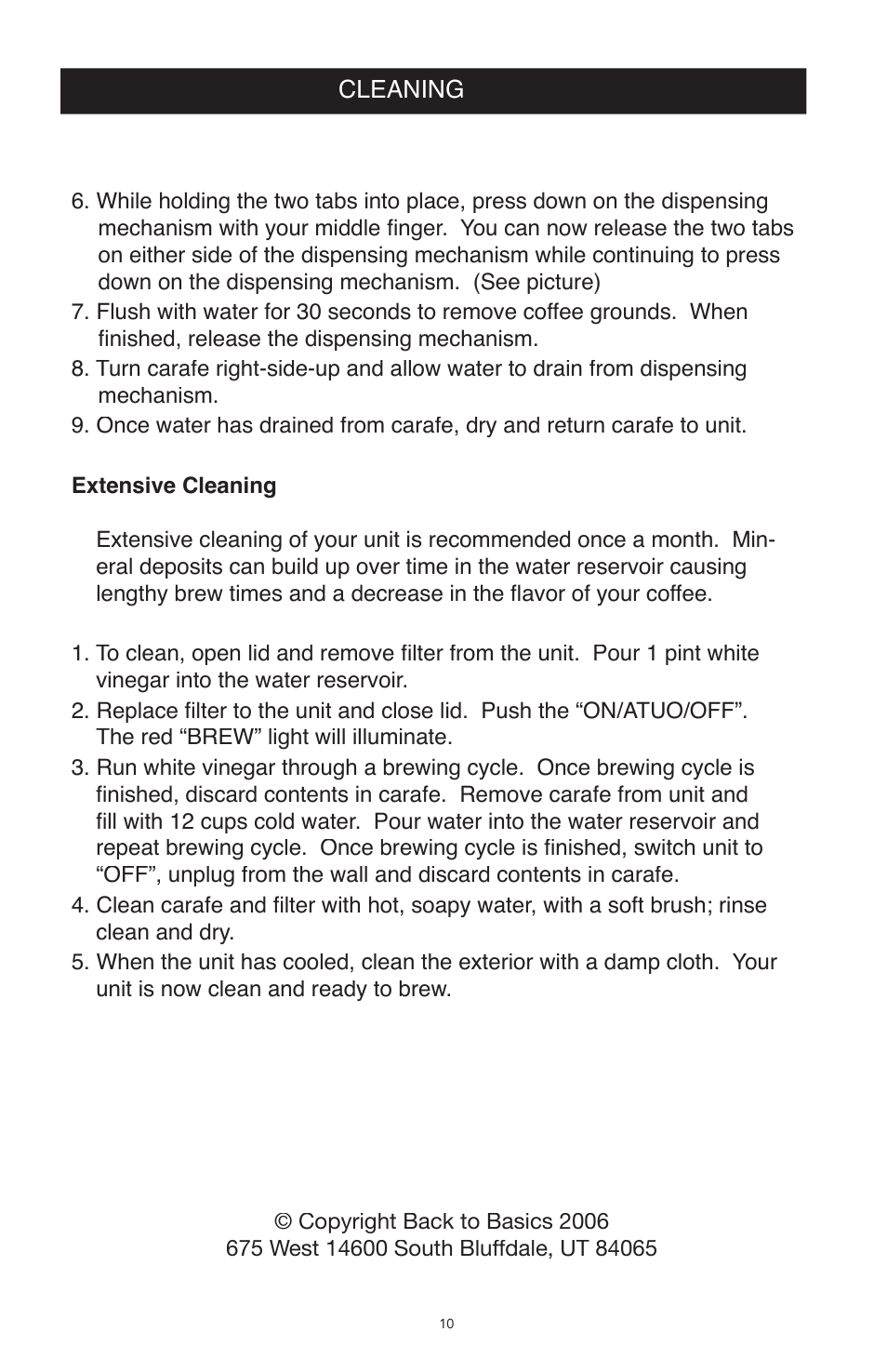 West Bend Back to Basics CC500 User Manual | Page 10 / 12