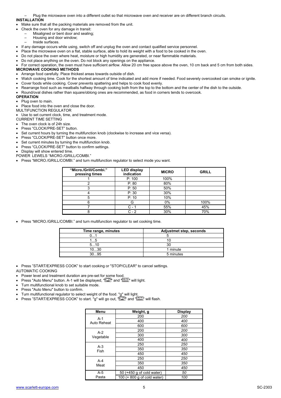 Scarlett SC-2303 User Manual | Page 5 / 47