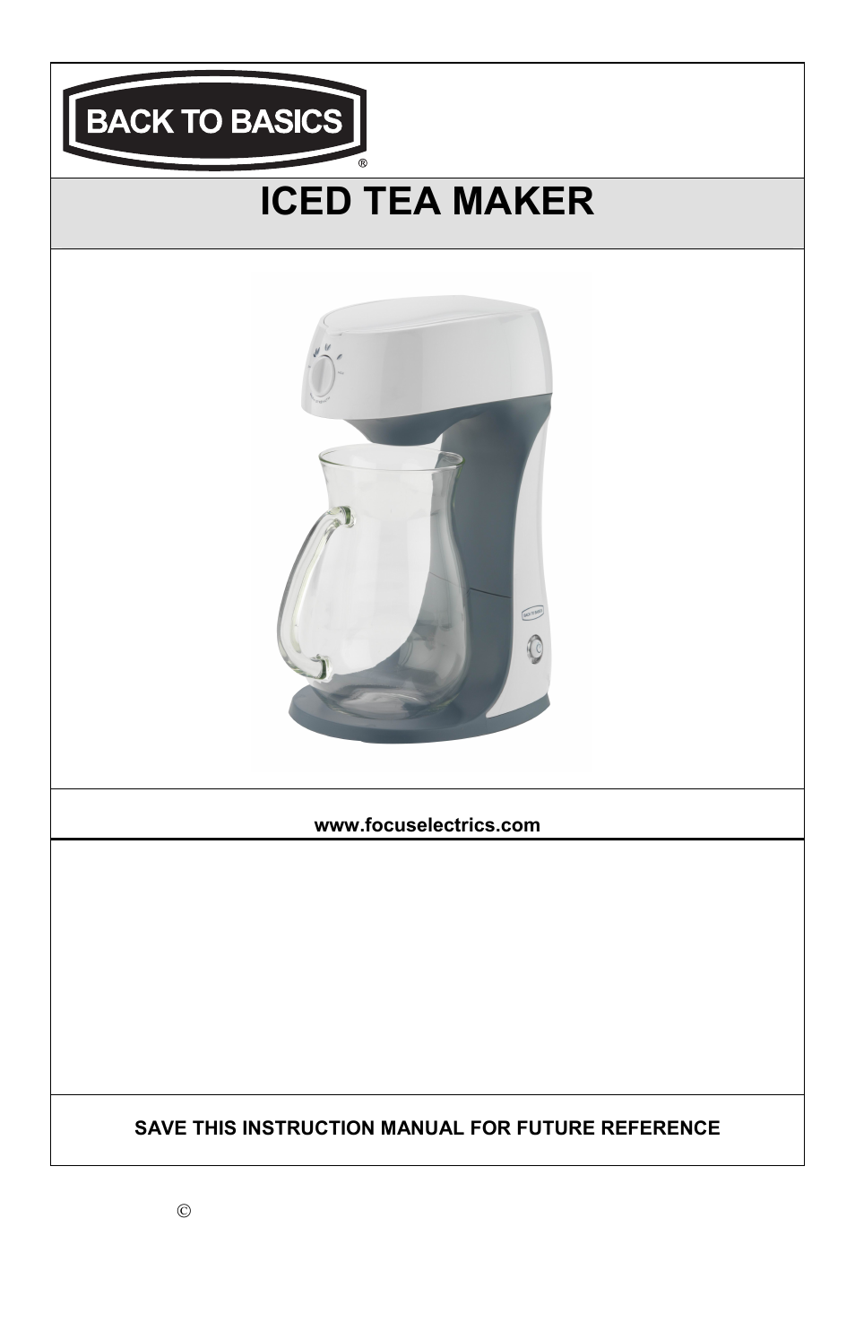 West Bend Back to Basics Ice Tea Maker User Manual | 24 pages