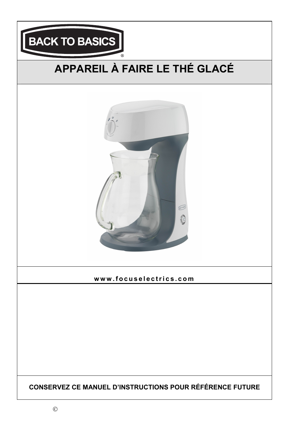 Appareil à faire le thé glacé | West Bend Back to Basics Ice Tea Maker User Manual | Page 9 / 24