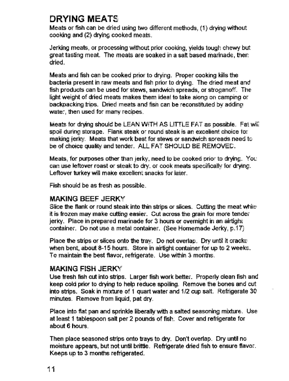 Drying meats | West Bend Back to Basics FD-600 User Manual | Page 12 / 20