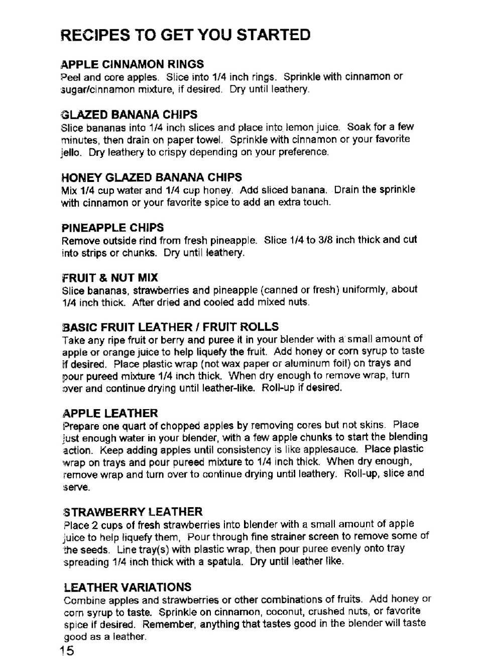 Recipes to get you started | West Bend Back to Basics FD-600 User Manual | Page 16 / 20