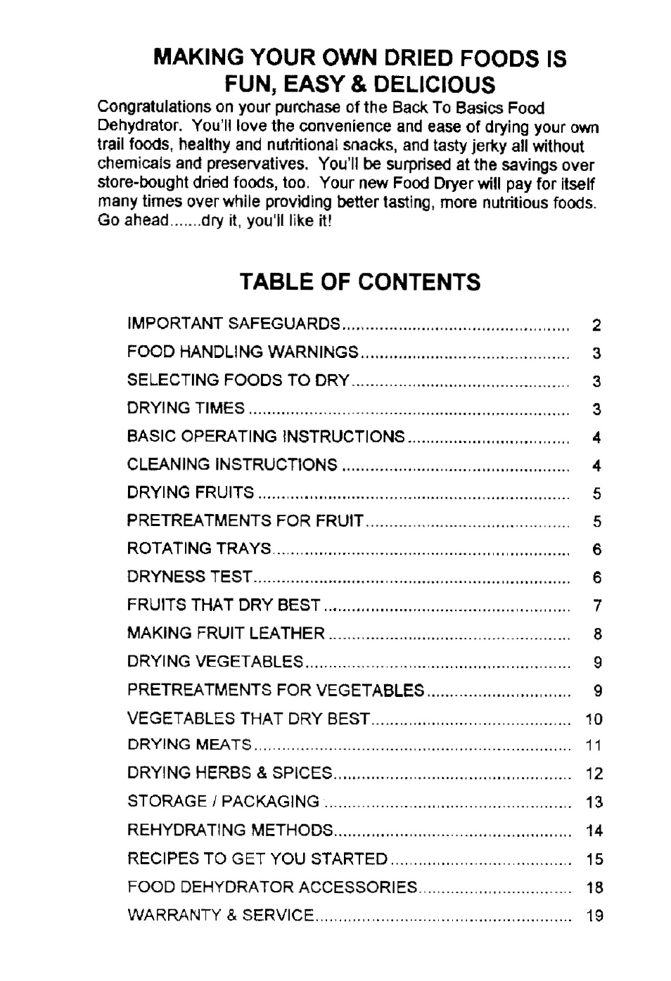 West Bend Back to Basics FD-600 User Manual | Page 2 / 20