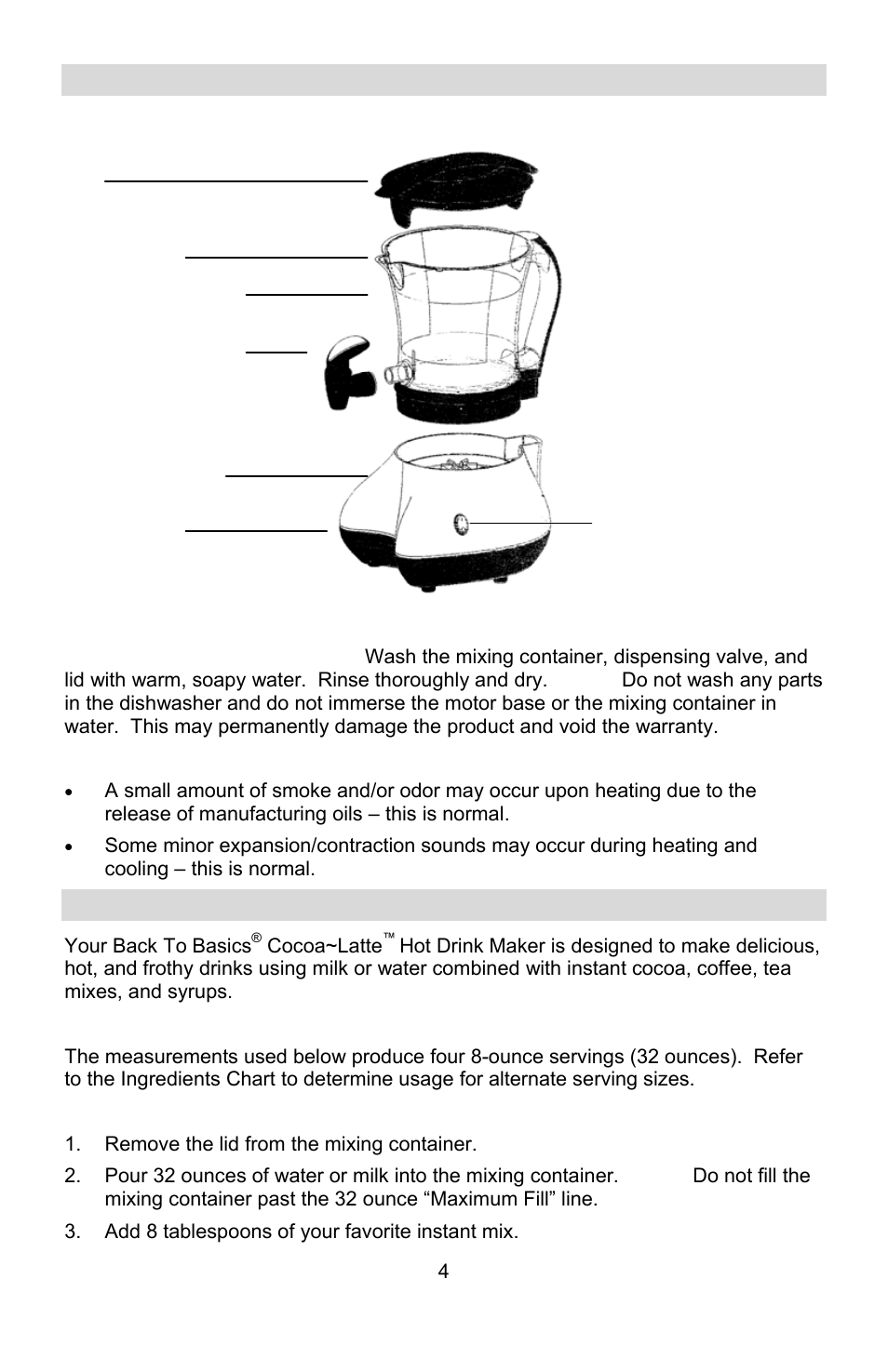 Assembling your cocoa~latte, Using your cocoa~latte | West Bend Back to Basics Coffeemaker User Manual | Page 4 / 76