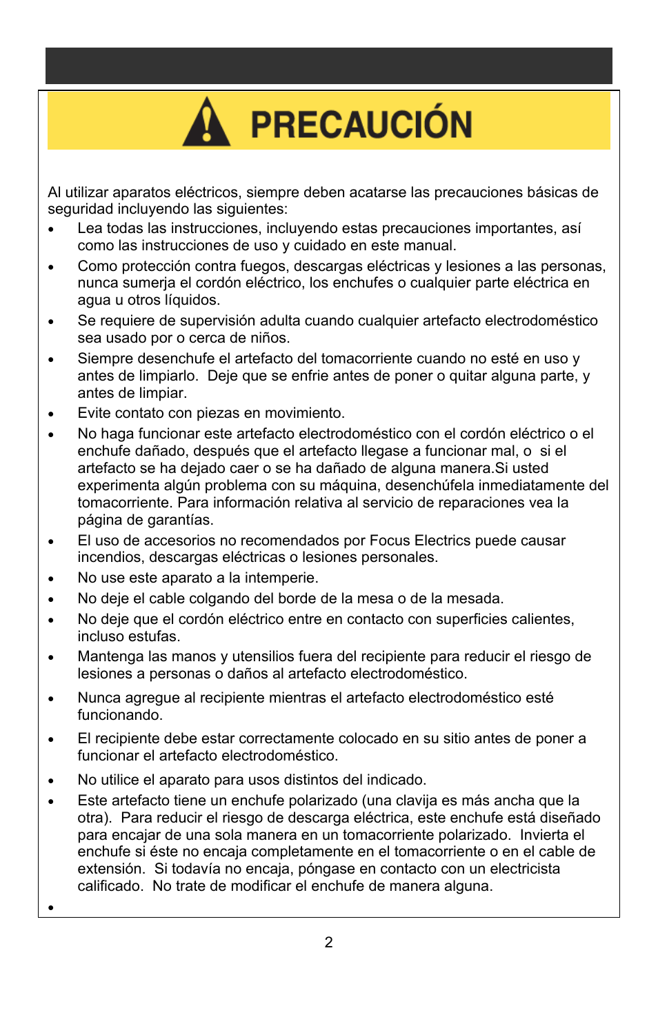 Precauciones importantes | West Bend Back to Basics Coffeemaker User Manual | Page 52 / 76