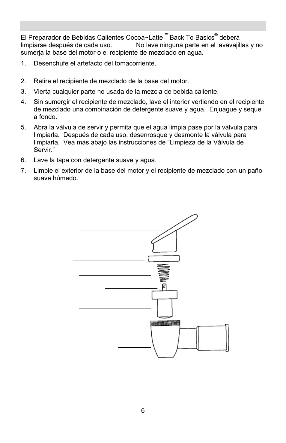 Limpieza de su cocoa~latte | West Bend Back to Basics Coffeemaker User Manual | Page 56 / 76