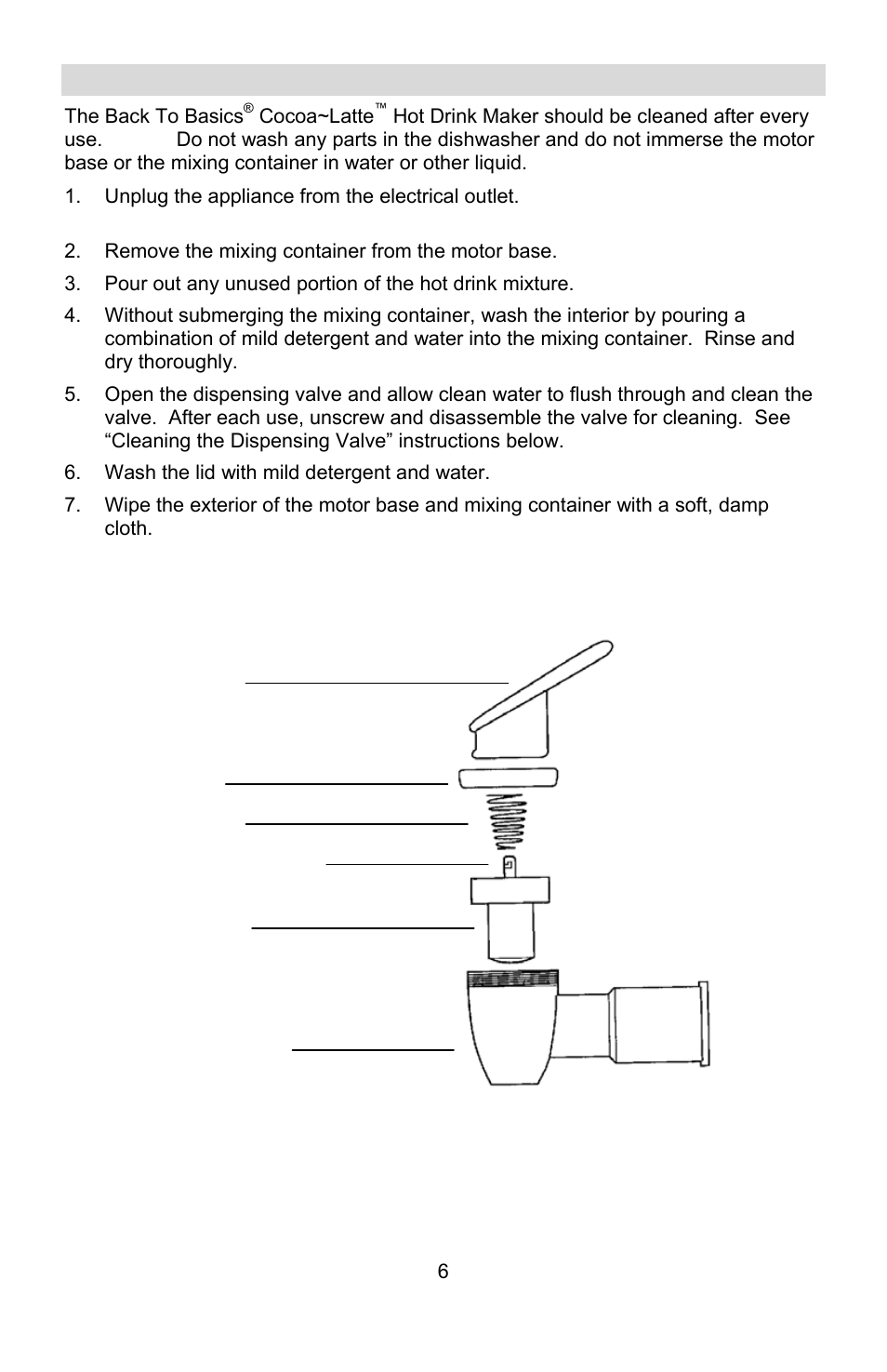 Cleaning your cocoa~latte | West Bend Back to Basics Coffeemaker User Manual | Page 6 / 76