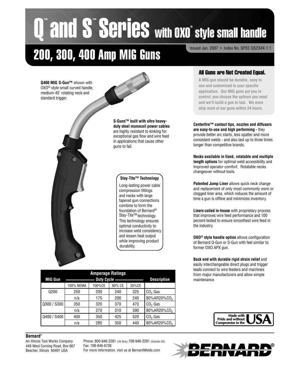 Bernard Q and S Series QS234X-1.1 User Manual | 2 pages
