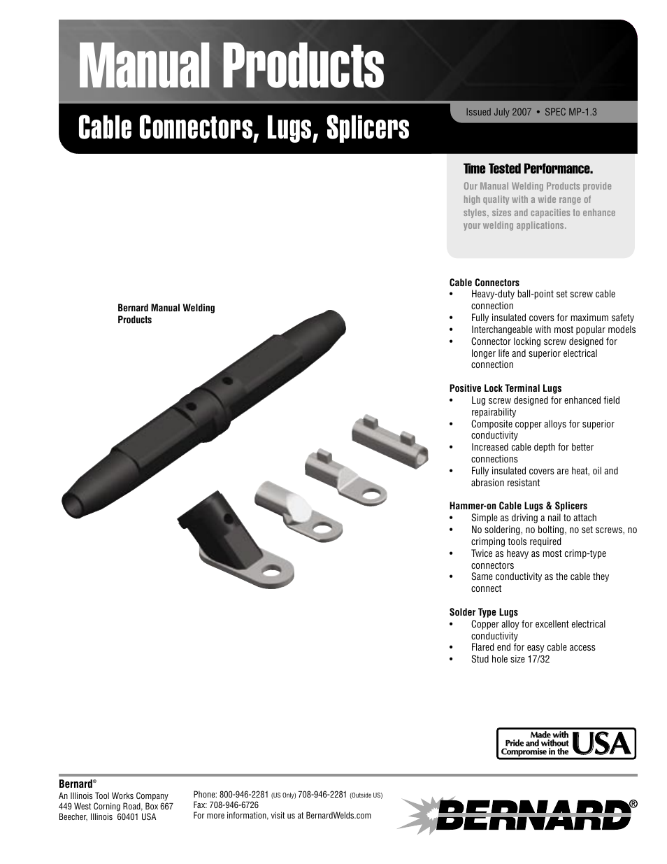 Bernard Cable Connectors User Manual | 2 pages