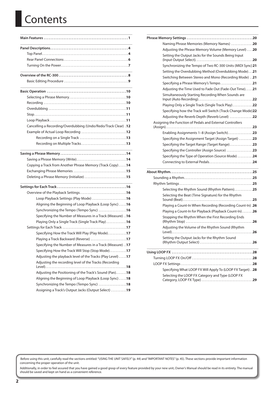 Boss Audio Systems Boss Loop Station RC-300 User Manual | Page 2 / 48