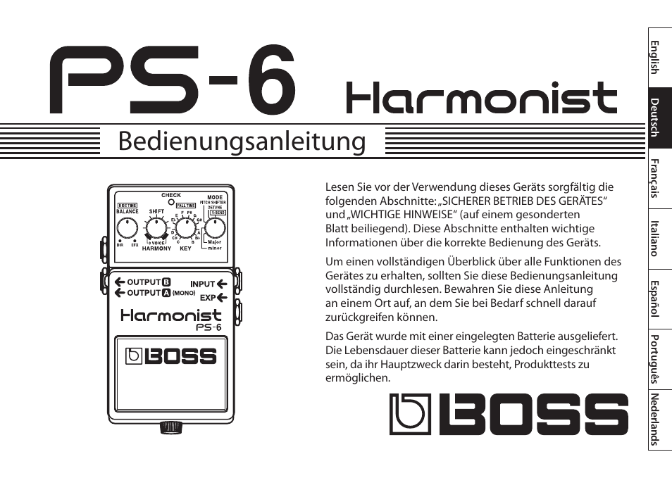 Deutsch, Bedienungsanleitung | Boss Audio Systems Harmonist PS-6 User Manual | Page 15 / 92