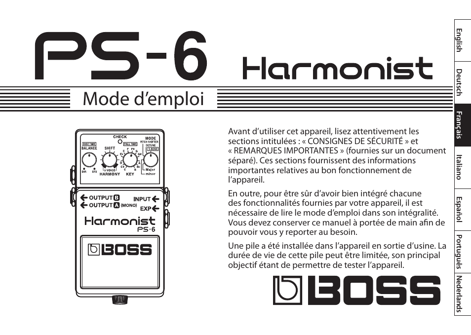 Français, Mode d’emploi | Boss Audio Systems Harmonist PS-6 User Manual | Page 27 / 92