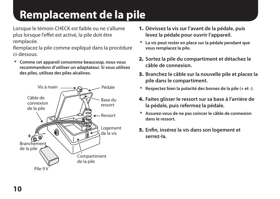 Remplacement de la pile | Boss Audio Systems Harmonist PS-6 User Manual | Page 36 / 92