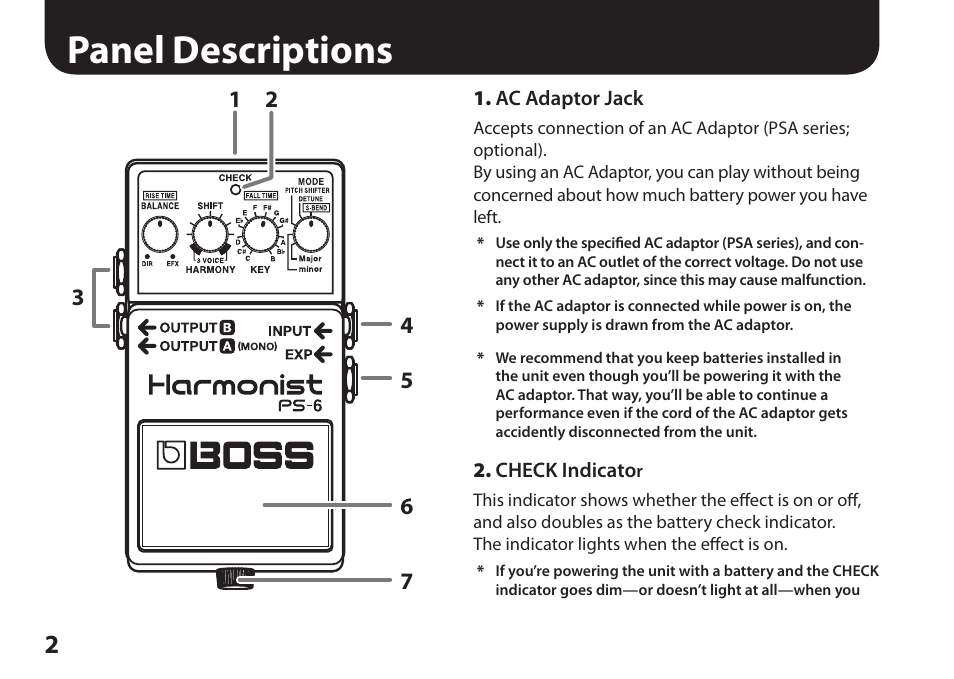 Panel descriptions | Boss Audio Systems Harmonist PS-6 User Manual | Page 4 / 92