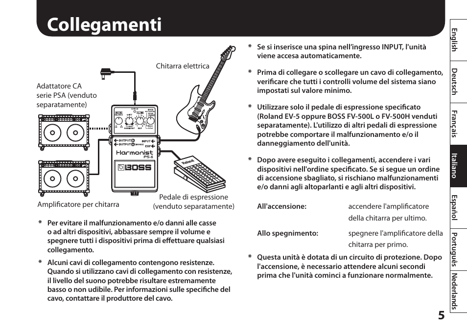 Collegamenti | Boss Audio Systems Harmonist PS-6 User Manual | Page 43 / 92