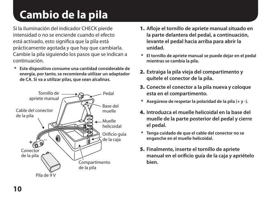 Cambio de la pila, Pág. 10), Pбg. 10) | Boss Audio Systems Harmonist PS-6 User Manual | Page 60 / 92