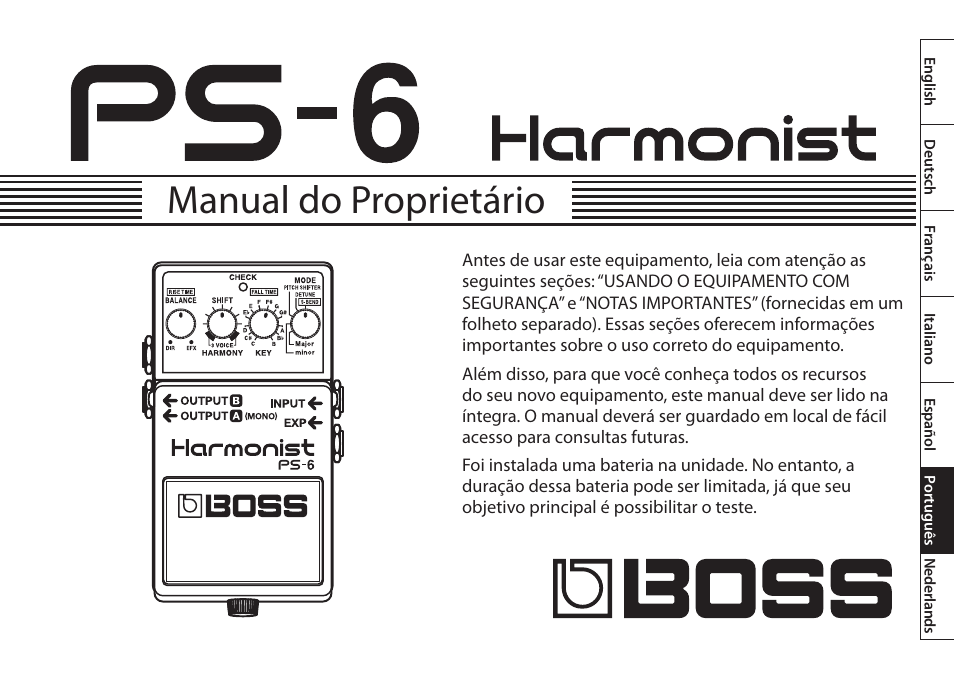 Português, Manual do proprietário | Boss Audio Systems Harmonist PS-6 User Manual | Page 63 / 92