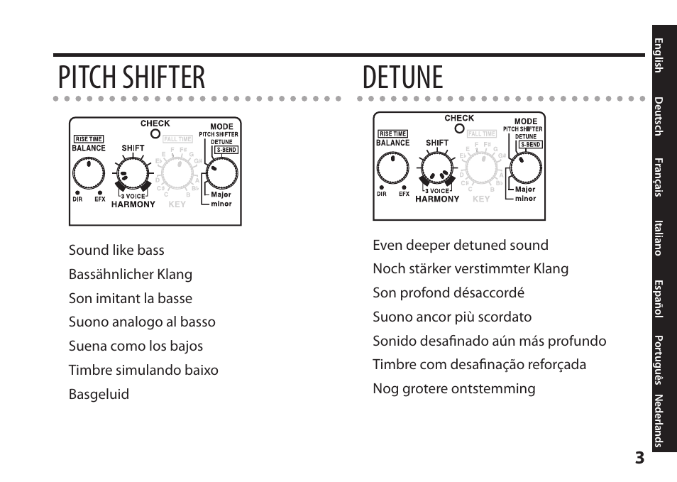 Pitch shifter, Detune | Boss Audio Systems Harmonist PS-6 User Manual | Page 89 / 92