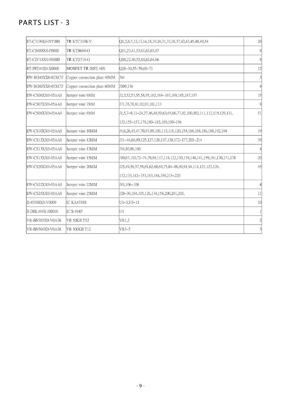 Parts list - 3 | Boss Audio Systems CHAOS CH1000 User Manual | Page 9 / 9