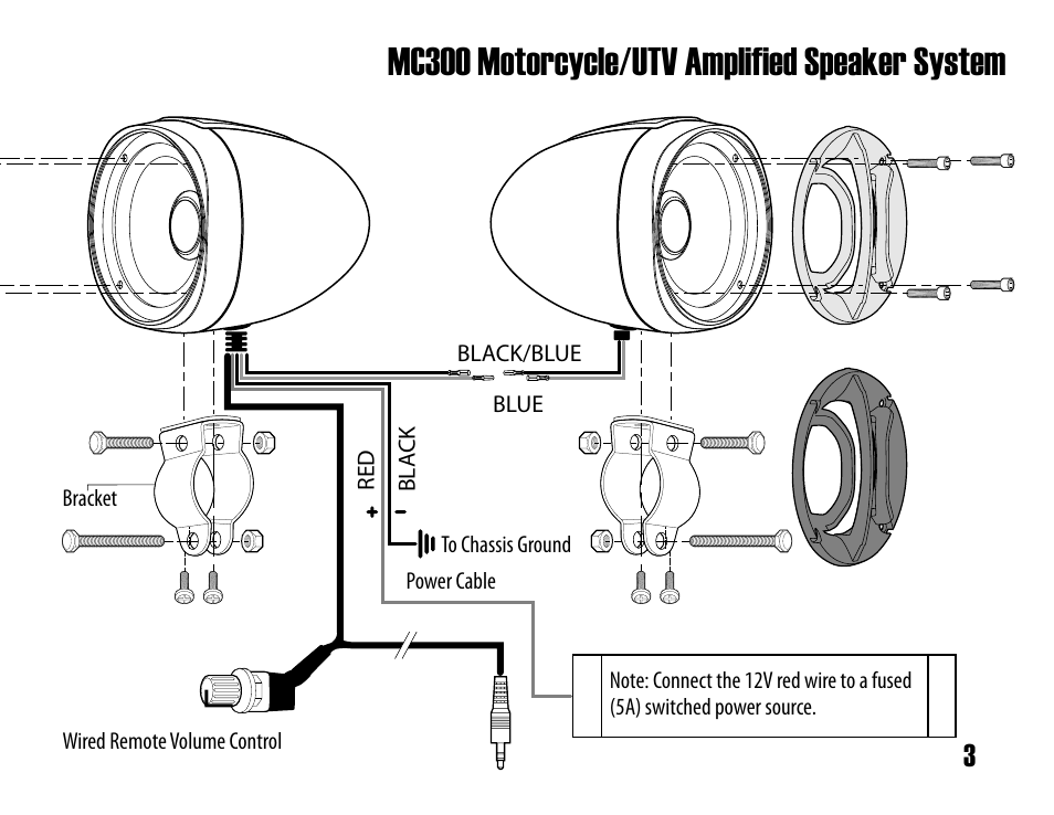 Mc300 motorcycle/utv amplified speaker system | Boss Audio Systems MC300 User Manual | Page 5 / 8