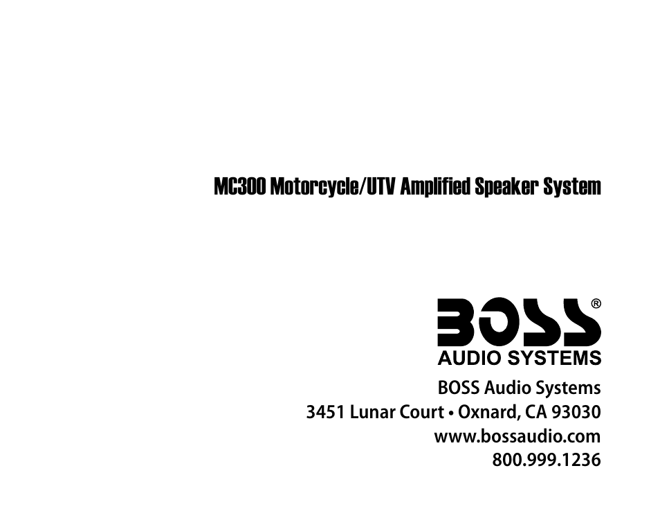 Mc300 motorcycle/utv amplified speaker system | Boss Audio Systems MC300 User Manual | Page 8 / 8