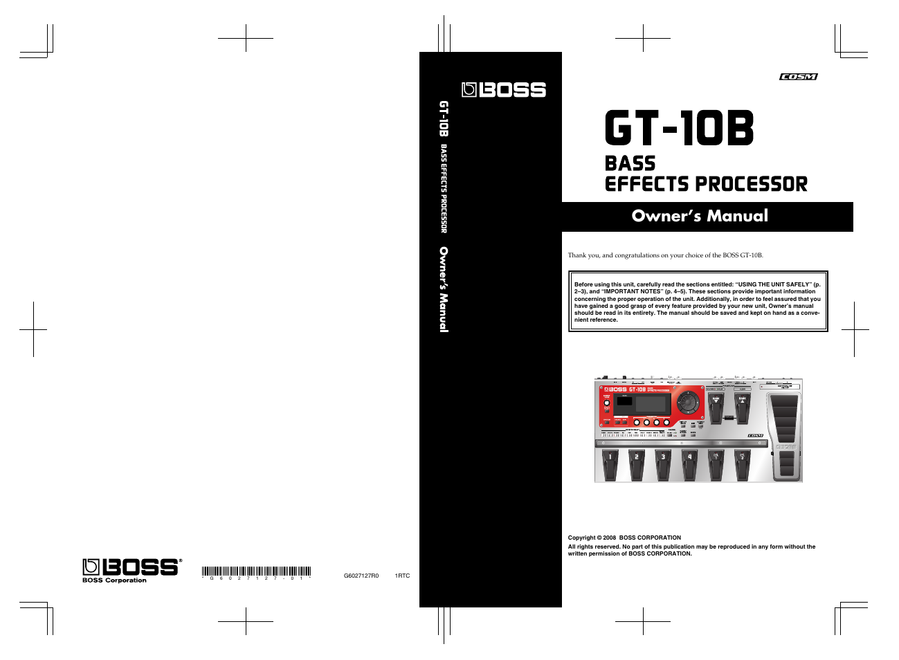 Owner’s manual | Boss Audio Systems GT-10B User Manual | Page 156 / 156