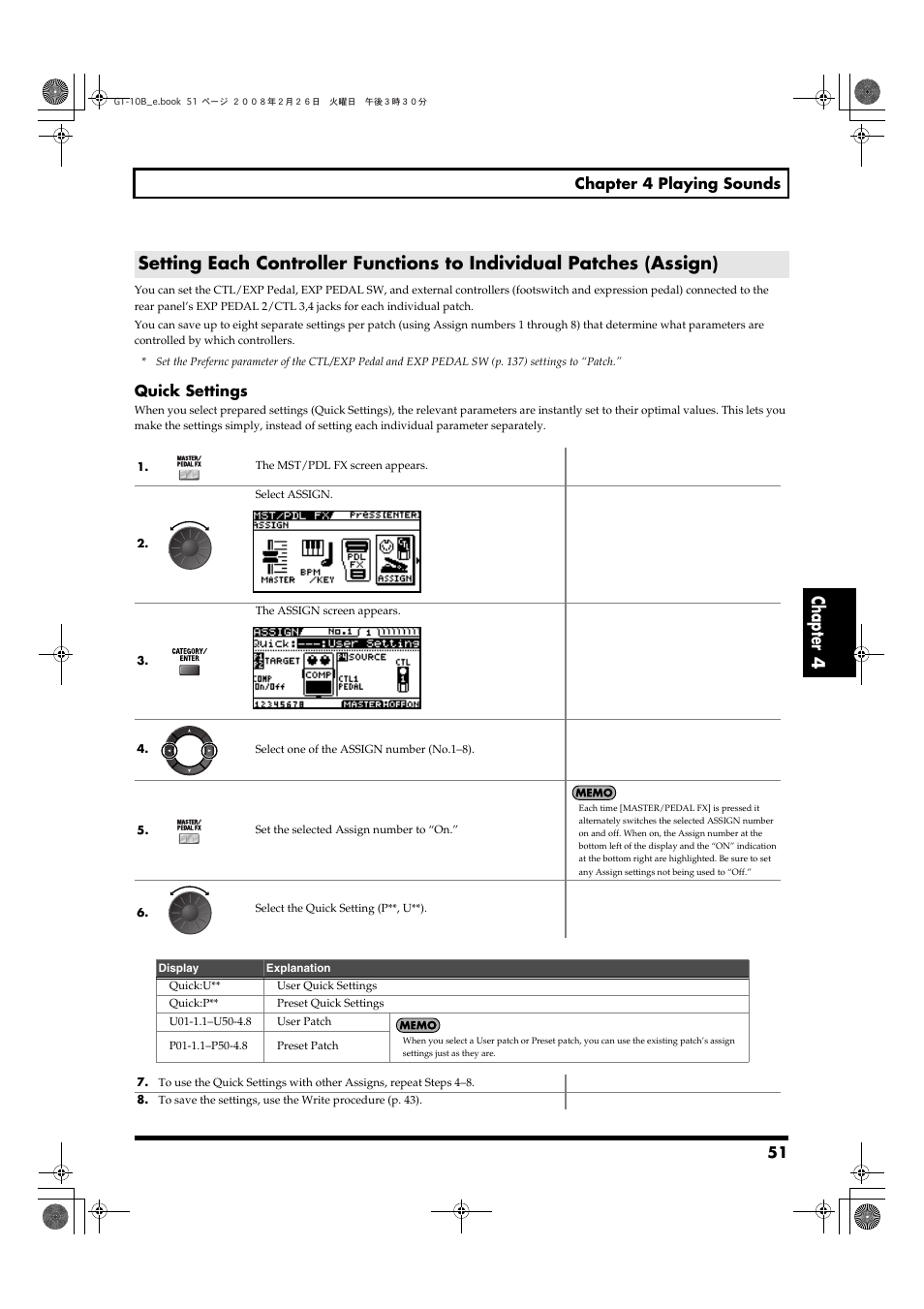 To save assign 1-8 settings (p. 51), set the, Chapter 4 | Boss Audio Systems GT-10B User Manual | Page 51 / 156