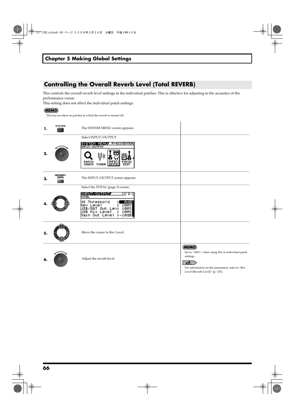 66 chapter 5 making global settings | Boss Audio Systems GT-10B User Manual | Page 66 / 156