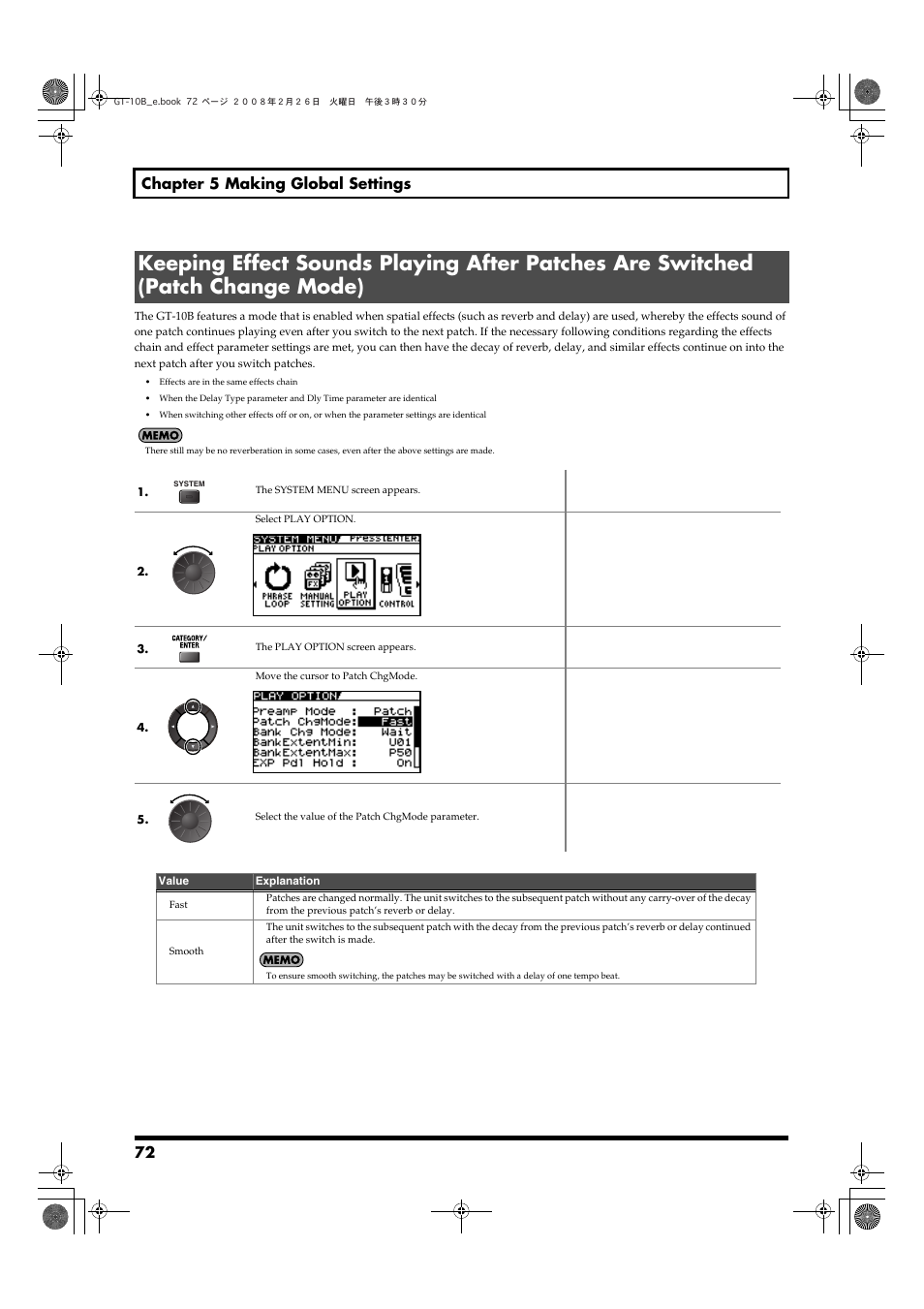 Refer to “keeping effect sounds, 72 chapter 5 making global settings | Boss Audio Systems GT-10B User Manual | Page 72 / 156