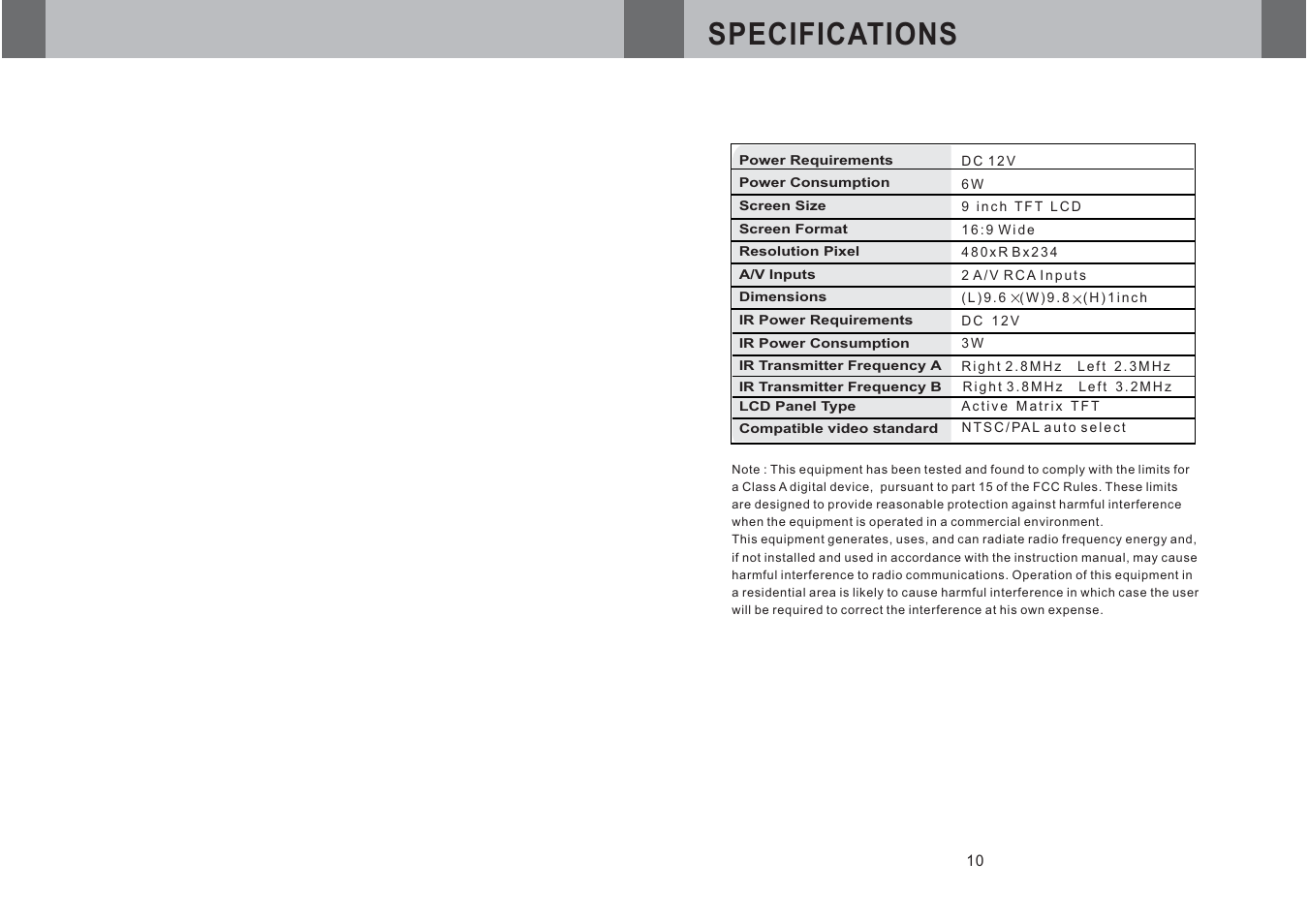 Specifications | Boss Audio Systems BV9F User Manual | Page 2 / 6