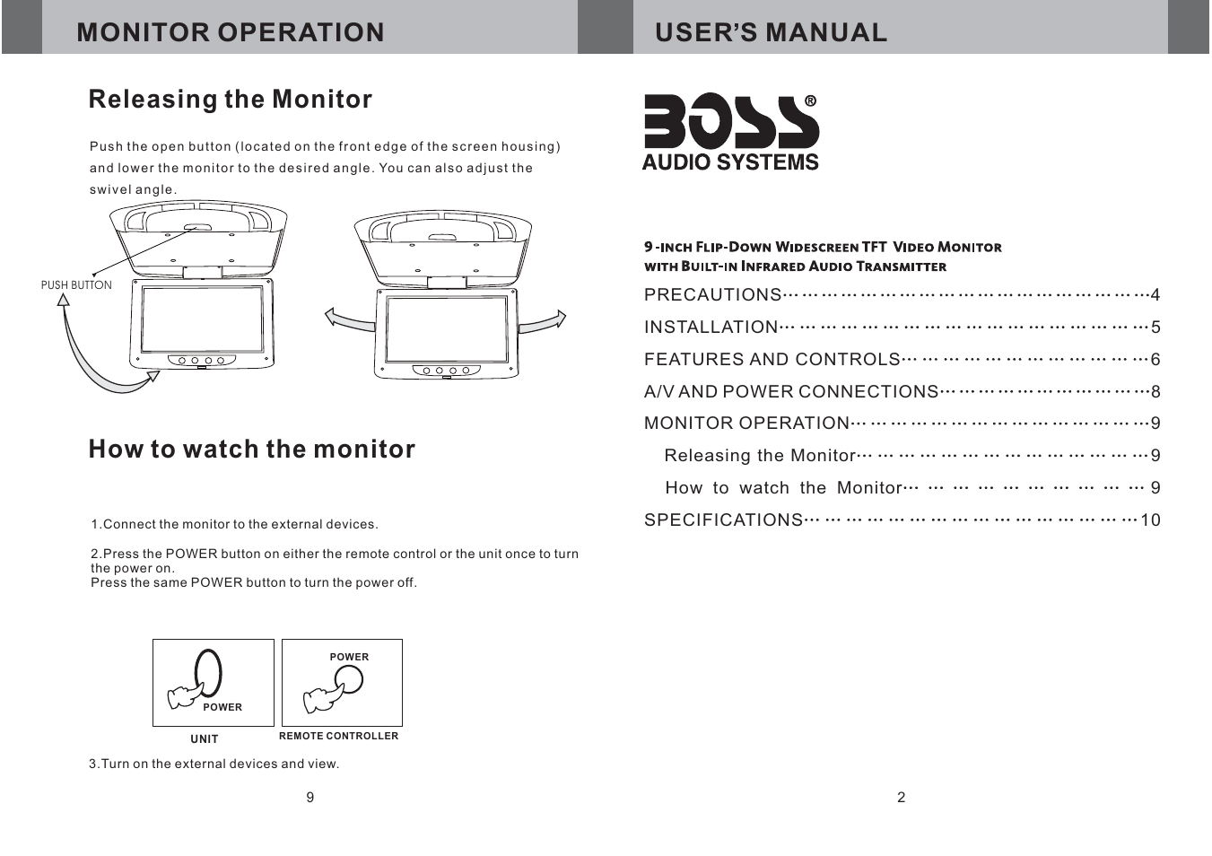 How to watch the monitor | Boss Audio Systems BV9F User Manual | Page 3 / 6