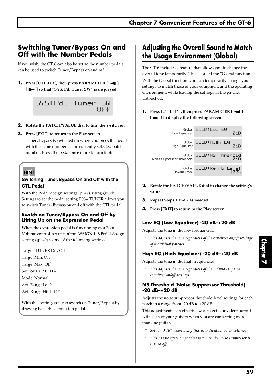 59 chapter 7 convenient features of the gt-6 | Boss Audio Systems GT-6 User Manual | Page 59 / 84