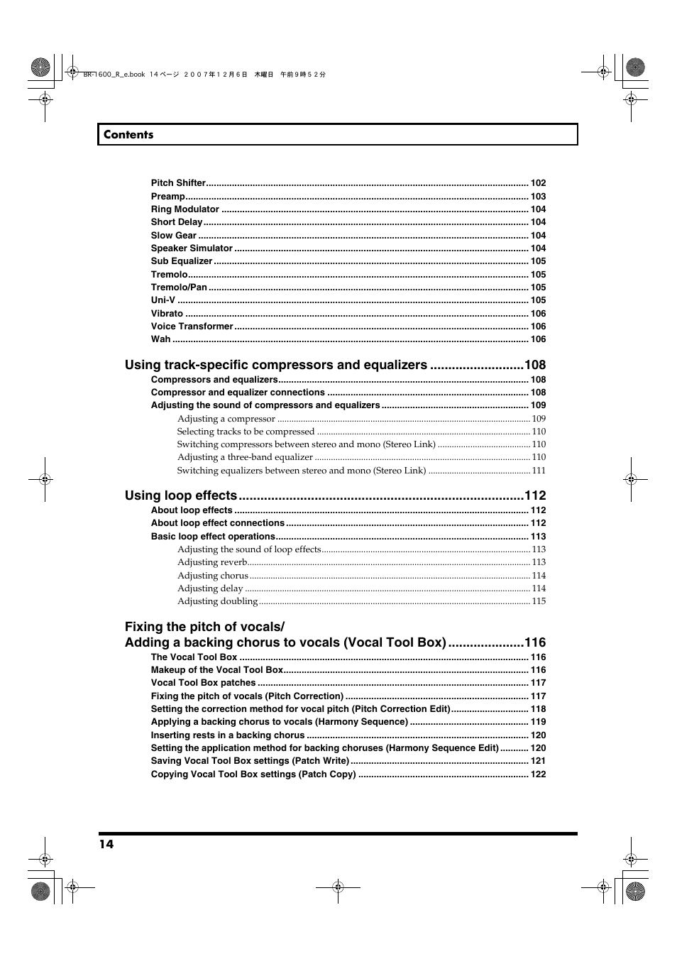 Using track-specific compressors and equalizers, Using loop effects | Boss Audio Systems DIGITAL RECORDING STUDIO BR-1600CD User Manual | Page 14 / 312