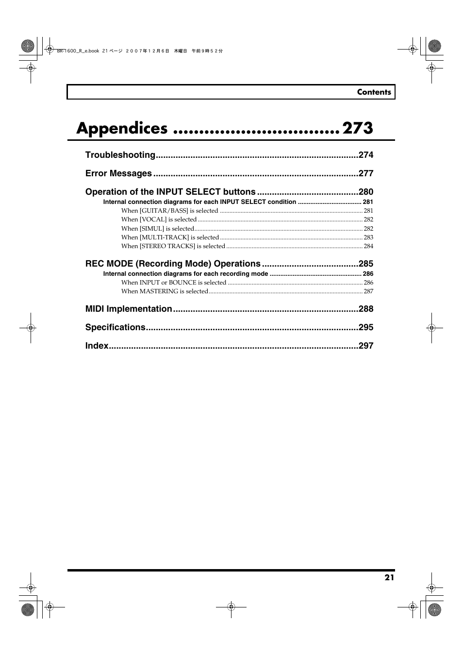 Appendices | Boss Audio Systems DIGITAL RECORDING STUDIO BR-1600CD User Manual | Page 21 / 312