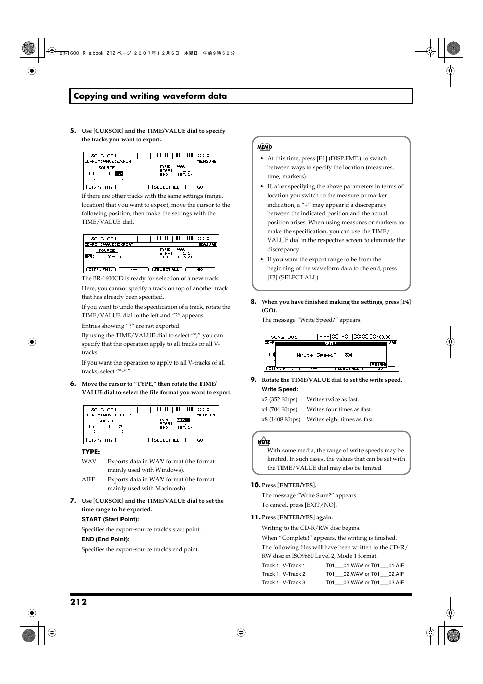 212 copying and writing waveform data | Boss Audio Systems DIGITAL RECORDING STUDIO BR-1600CD User Manual | Page 212 / 312