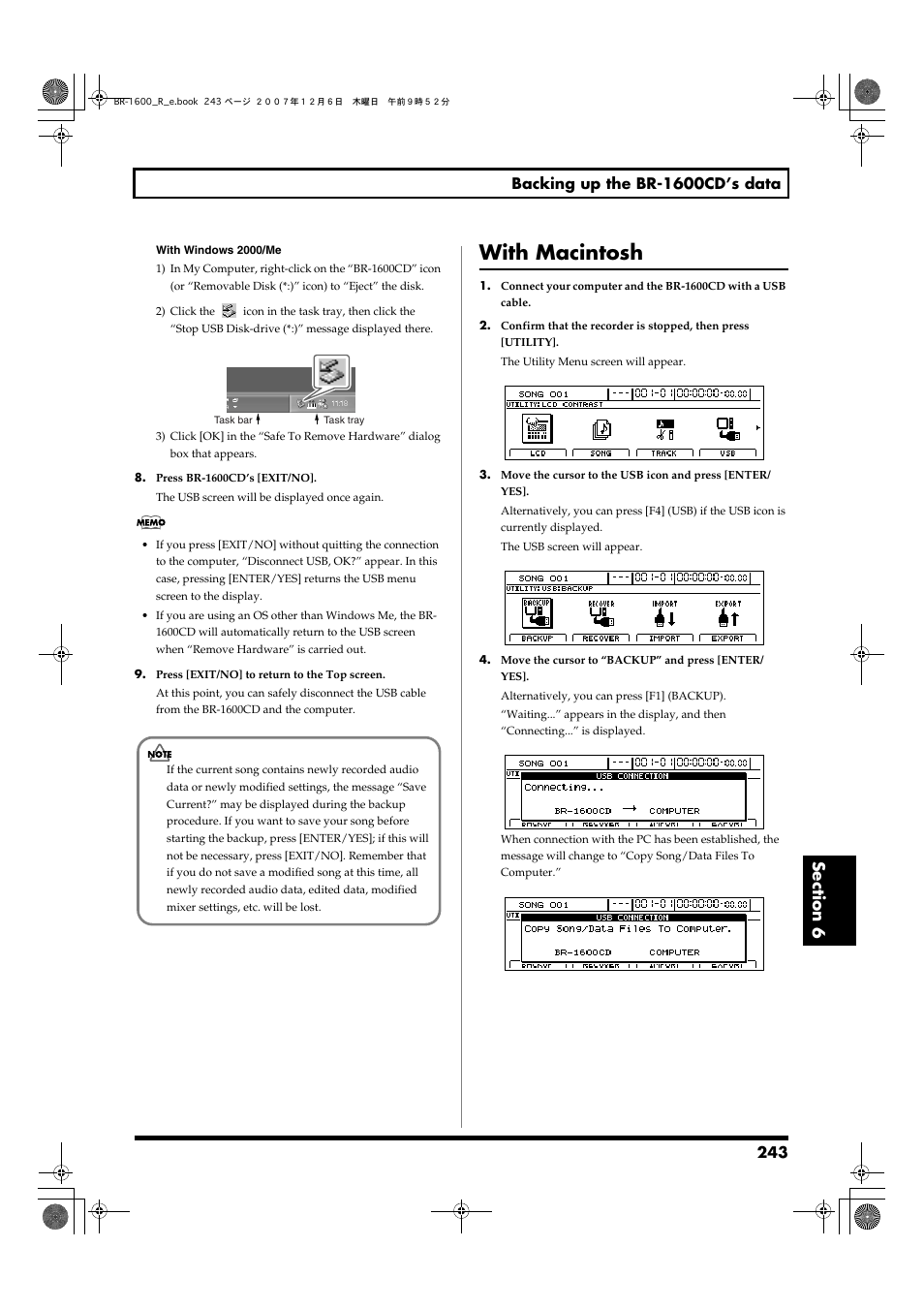 With macintosh | Boss Audio Systems DIGITAL RECORDING STUDIO BR-1600CD User Manual | Page 243 / 312