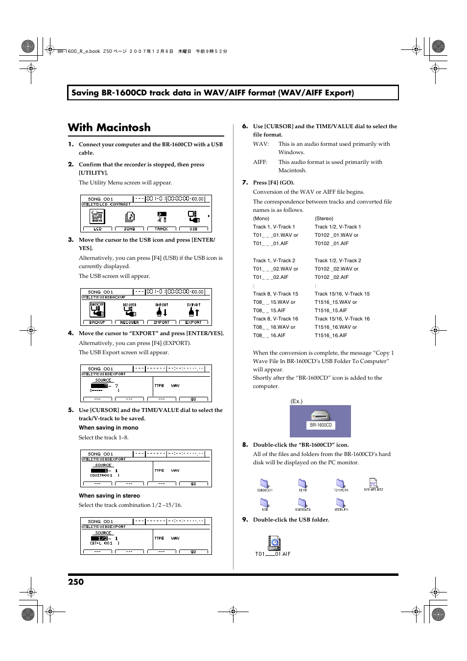 With macintosh | Boss Audio Systems DIGITAL RECORDING STUDIO BR-1600CD User Manual | Page 250 / 312