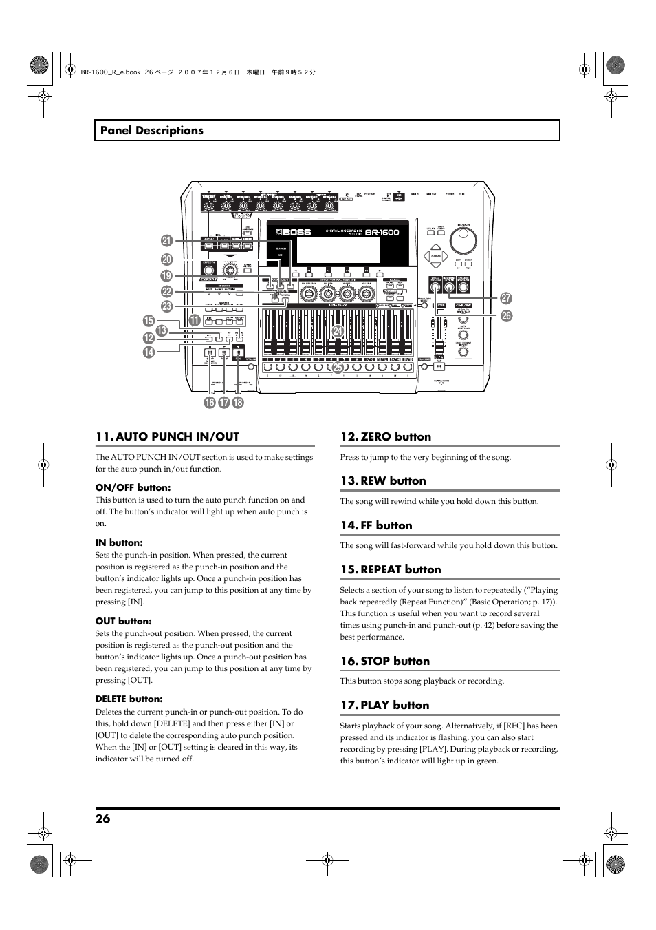 Boss Audio Systems DIGITAL RECORDING STUDIO BR-1600CD User Manual | Page 26 / 312