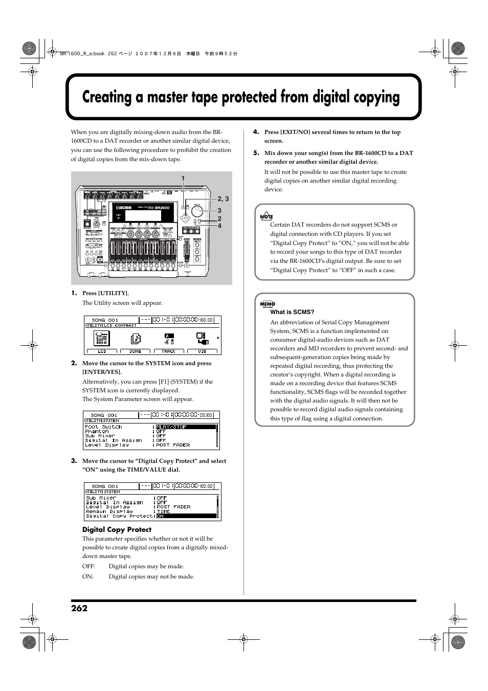 Boss Audio Systems DIGITAL RECORDING STUDIO BR-1600CD User Manual | Page 262 / 312