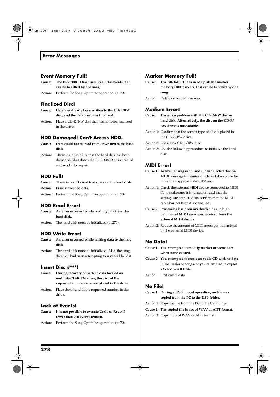 Boss Audio Systems DIGITAL RECORDING STUDIO BR-1600CD User Manual | Page 278 / 312