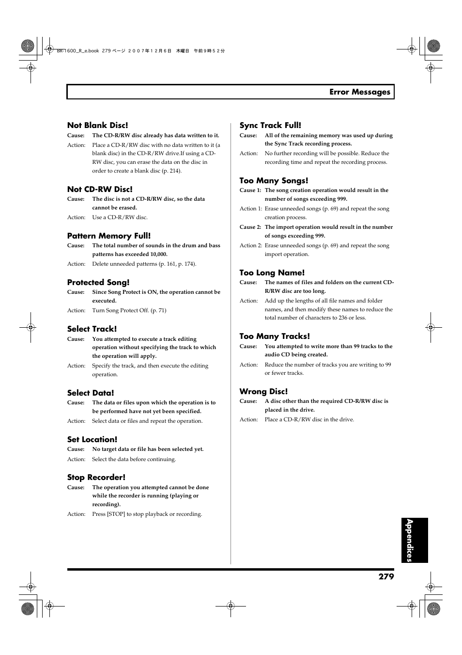 Boss Audio Systems DIGITAL RECORDING STUDIO BR-1600CD User Manual | Page 279 / 312