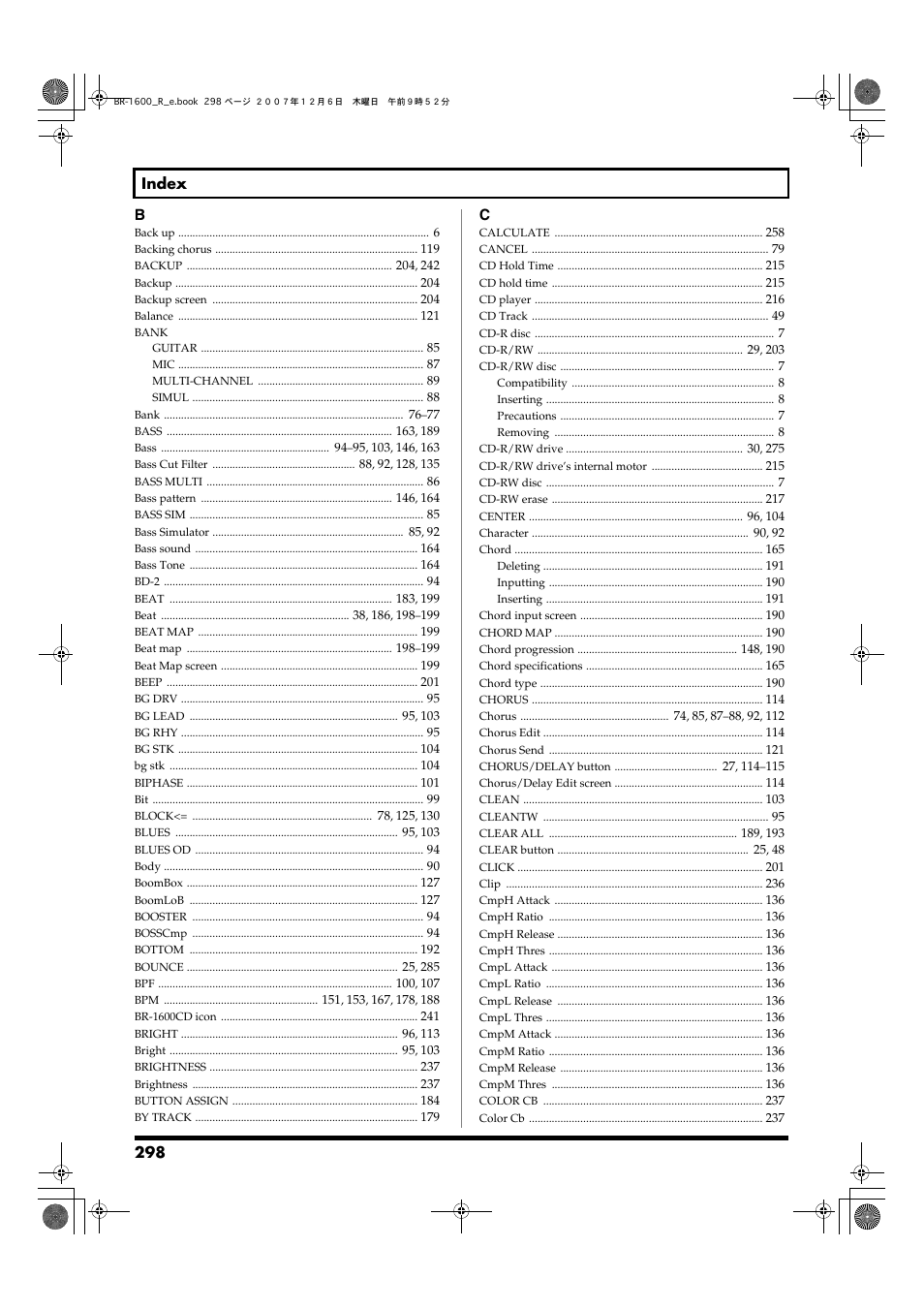 Boss Audio Systems DIGITAL RECORDING STUDIO BR-1600CD User Manual | Page 298 / 312