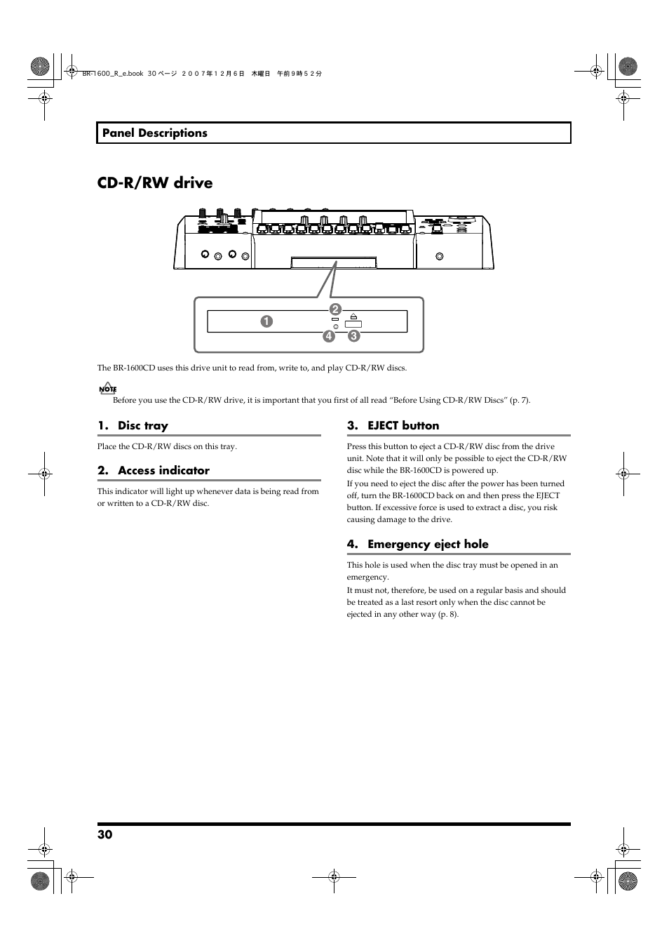 Cd-r/rw drive | Boss Audio Systems DIGITAL RECORDING STUDIO BR-1600CD User Manual | Page 30 / 312