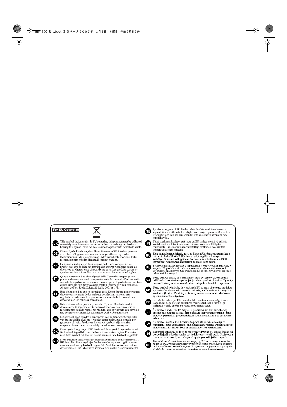 Boss Audio Systems DIGITAL RECORDING STUDIO BR-1600CD User Manual | Page 310 / 312