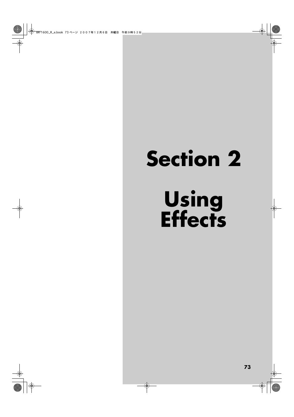 Section 2 using effects | Boss Audio Systems DIGITAL RECORDING STUDIO BR-1600CD User Manual | Page 73 / 312