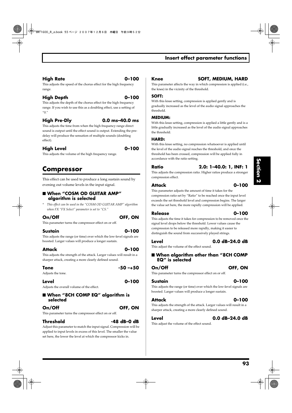 Compressor | Boss Audio Systems DIGITAL RECORDING STUDIO BR-1600CD User Manual | Page 93 / 312