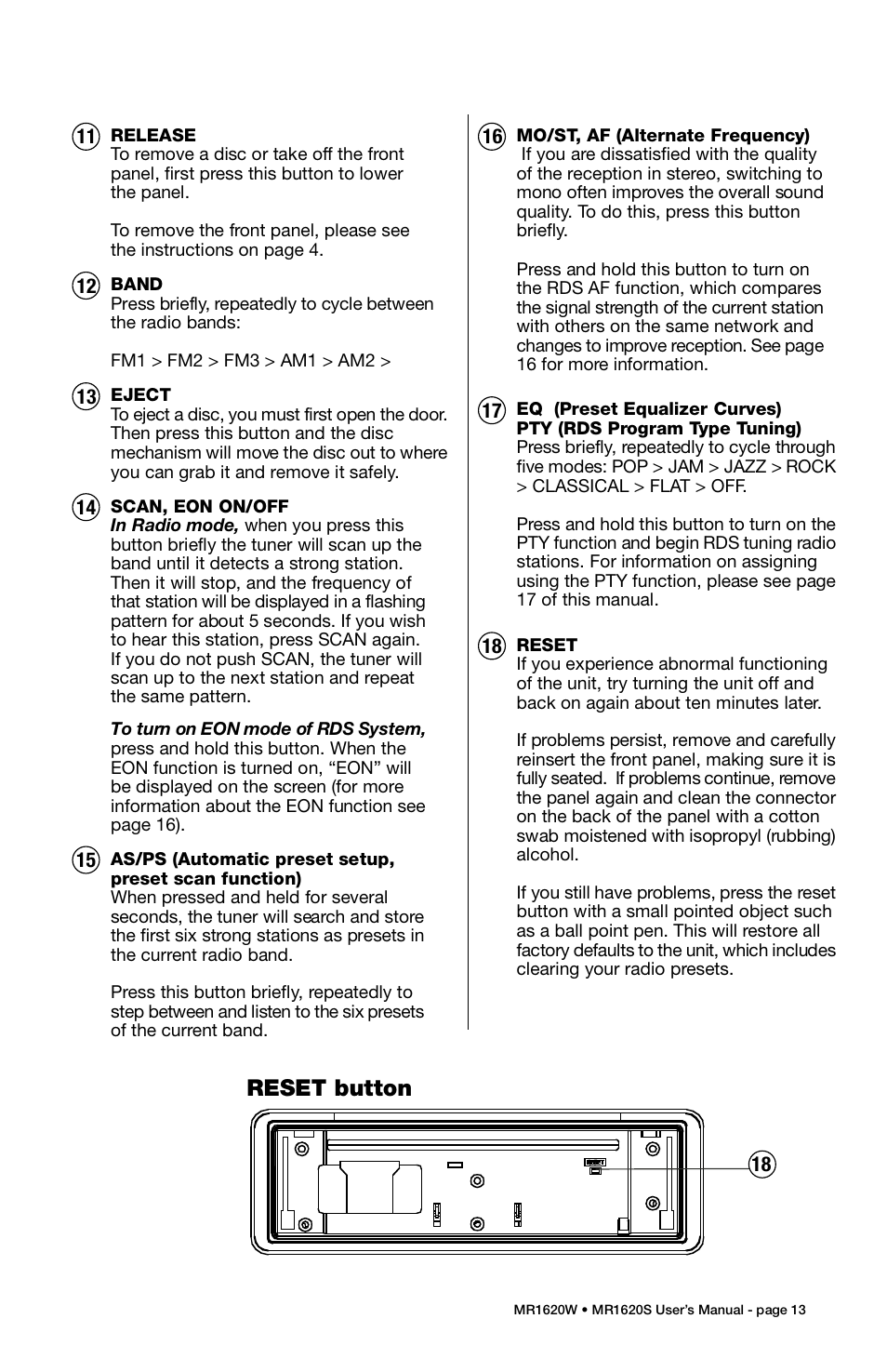 Boss Audio Systems MR1620S User Manual | Page 14 / 21