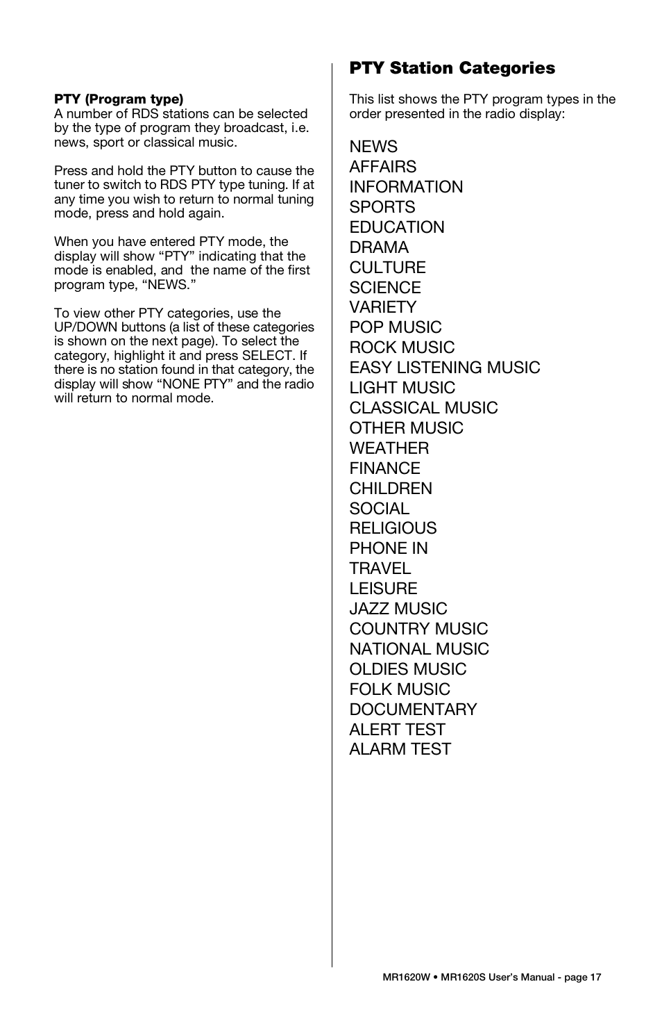 Boss Audio Systems MR1620S User Manual | Page 18 / 21