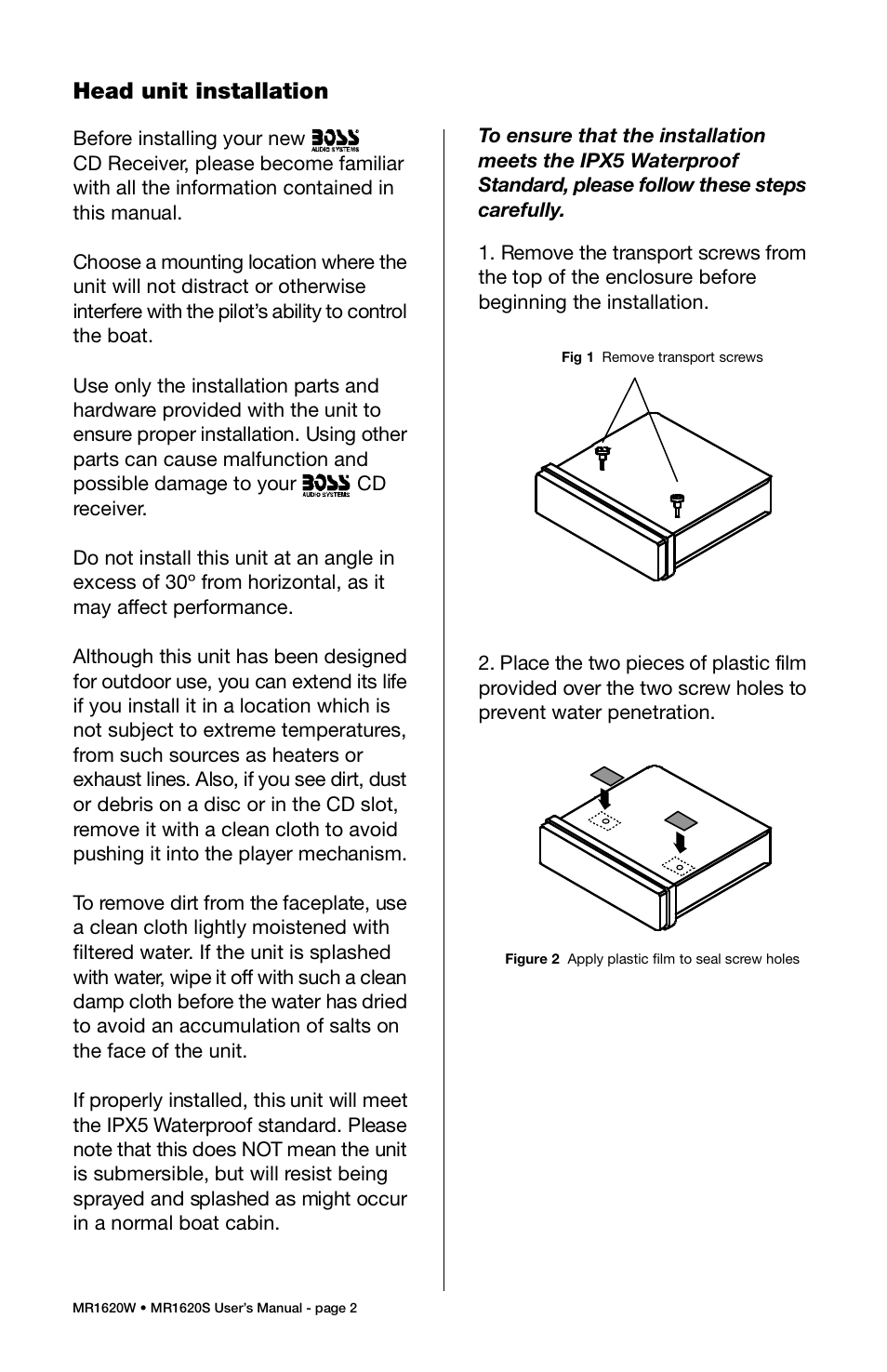 Boss Audio Systems MR1620S User Manual | Page 3 / 21